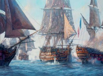 Geoff Hunt : Victory breaks the enemy line, Trafalgar 21st October 1805